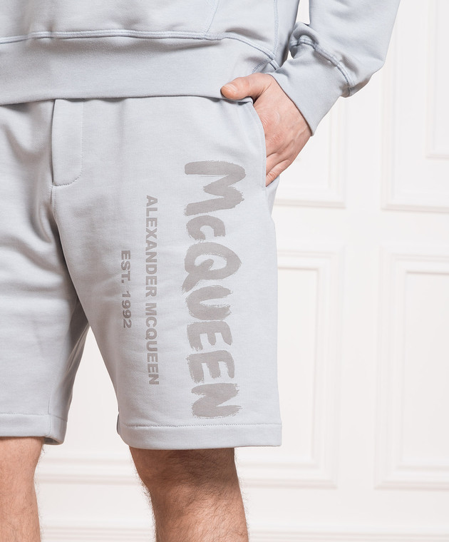 Alexander McQueen - Gray shorts with Mcqueen Graffiti logo