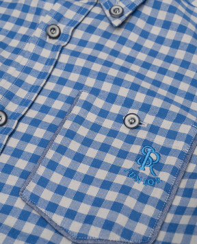 Stefano Ricci Children's blue checked shirt with logo YAC6400020LJ1610