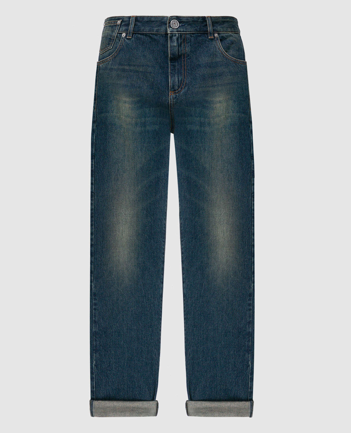 

Blue distressed jeans with logo Balmain