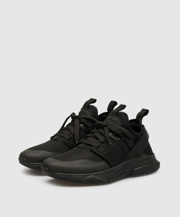 【関税&送料込】Tom Ford Black Jago Sneakers $990 Tom Ford Men Black Jago Low-top Sneakers Shoes Size US