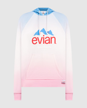 Balmain Balmain x Evian logo hoodie in pink AF2JT020GD01