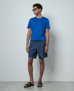 Dolce&Gabbana Blue swim shorts with logo patch M4E45TONO06
