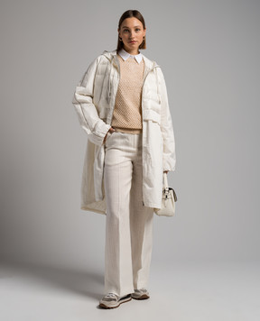 Peserico White striped linen pants P0433507554
