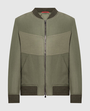 ISAIA Green wool and cashmere bomber jacket SX718793950