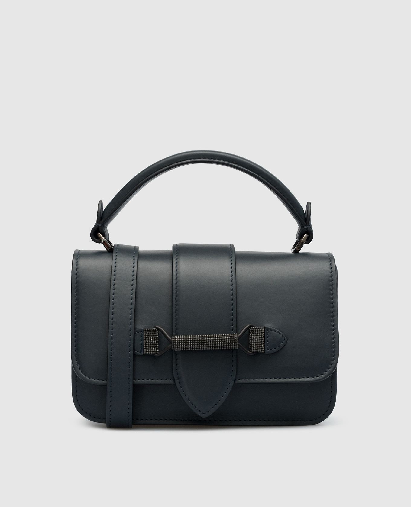 

Black leather mini bag with monil chain Brunello Cucinelli, Черный