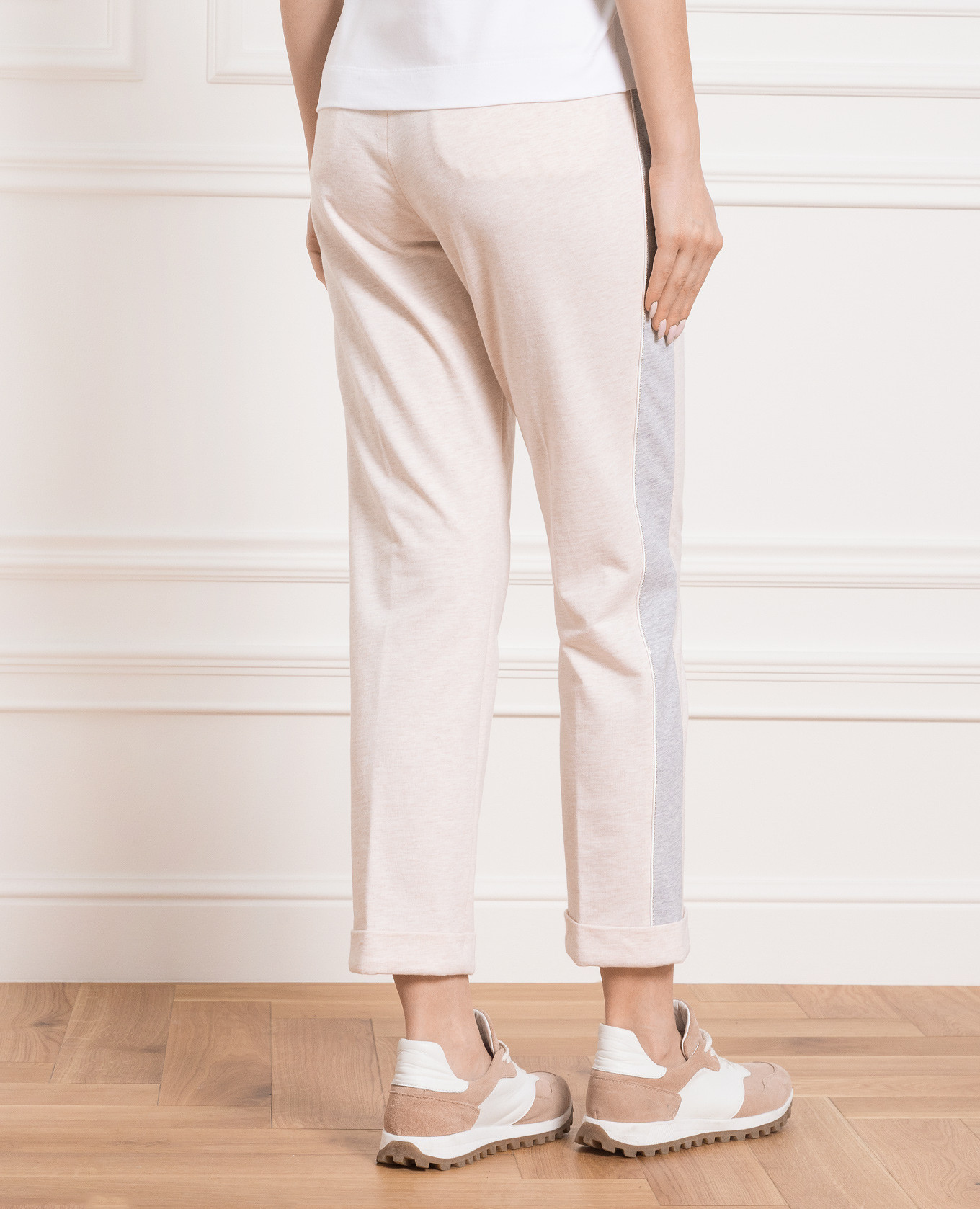 

Beige melange sweatpants with stripes Peserico