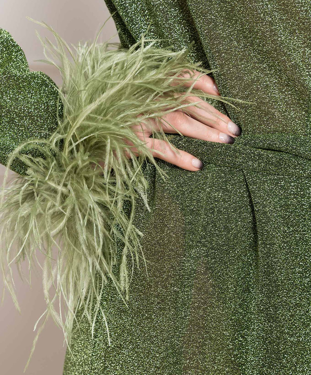 Oseree - Lumiere Plumage green robe with lurex and ostrich feathers  LFS238LUREXPLUMAGE - shop with European delivery at Symbol