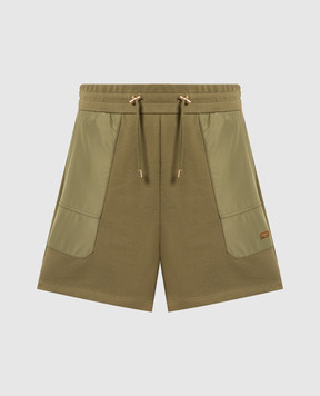 Balmain Khaki shorts with metallic logo AF1OA045MC22
