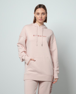 Givenchy Pink hoodie with textured logo BWJ01Z3Z85