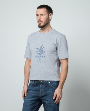 Brunello Cucinelli Gray melange t-shirt with logo print M0B138482