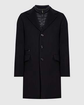 MooRER Black wool and cashmere coat HARRISLE