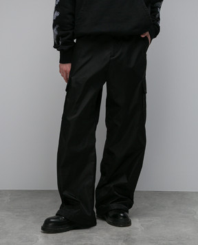 Off-White Black cargo pants with OW logo embroidery OMCF037F23FAB005