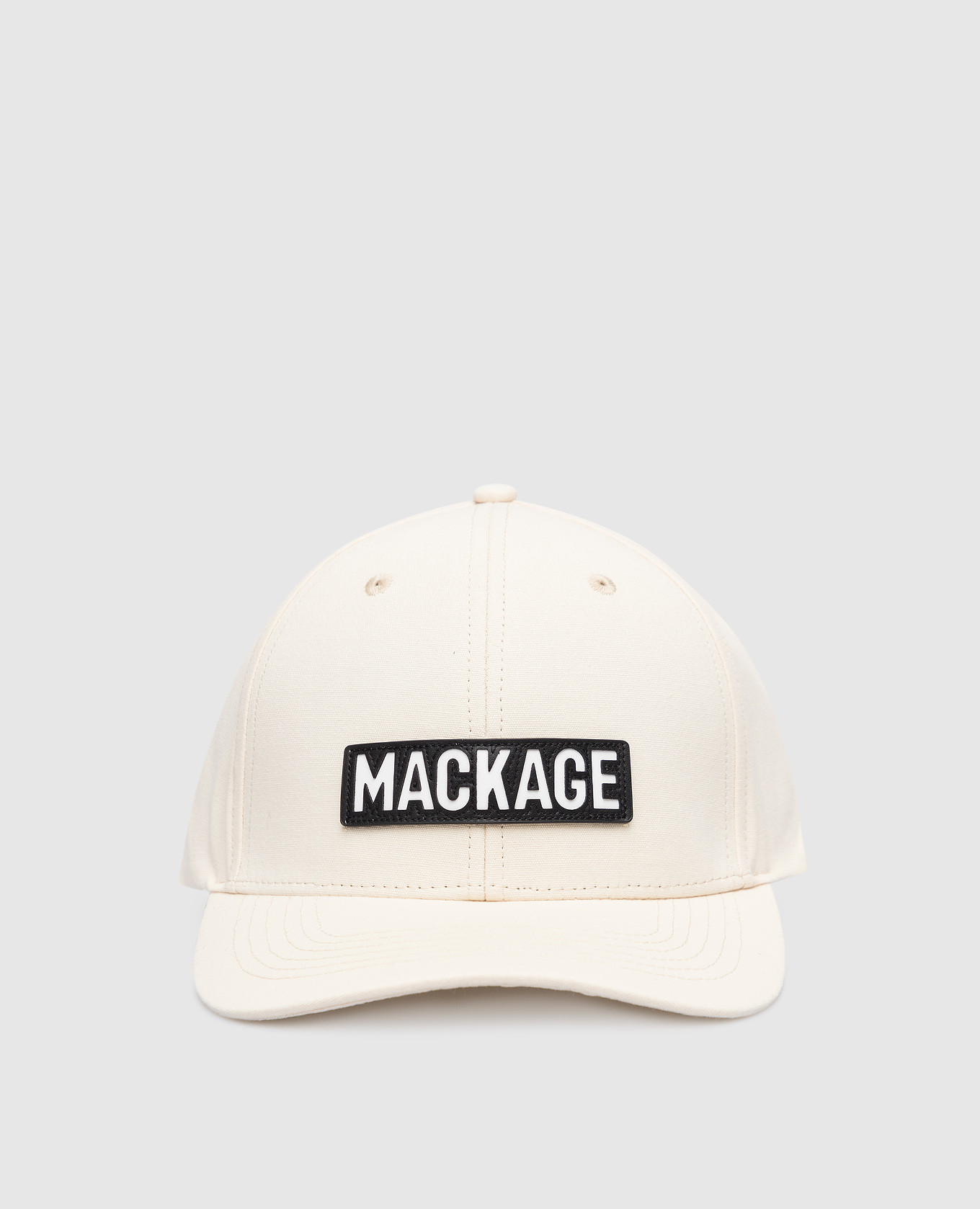 Anderson-sb beige cap with logo patch mackage