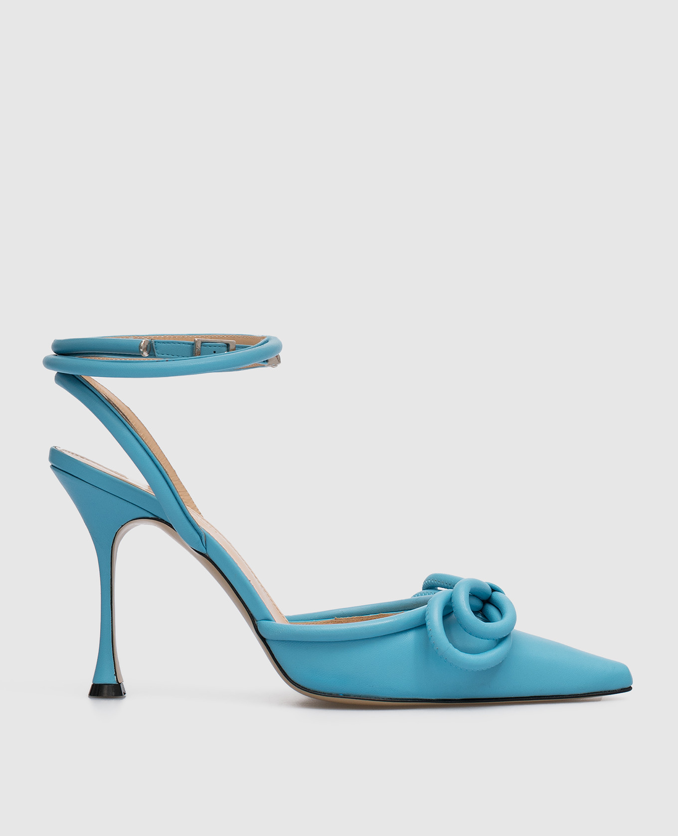 Blue leather double bow slingbacks with a bow mach&mach