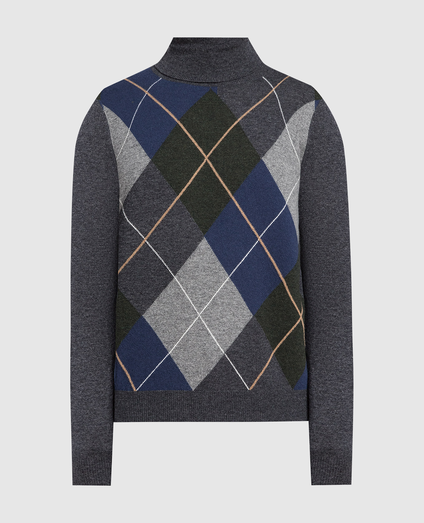 Gray patterned wool and cashmere turtleneck Canali
