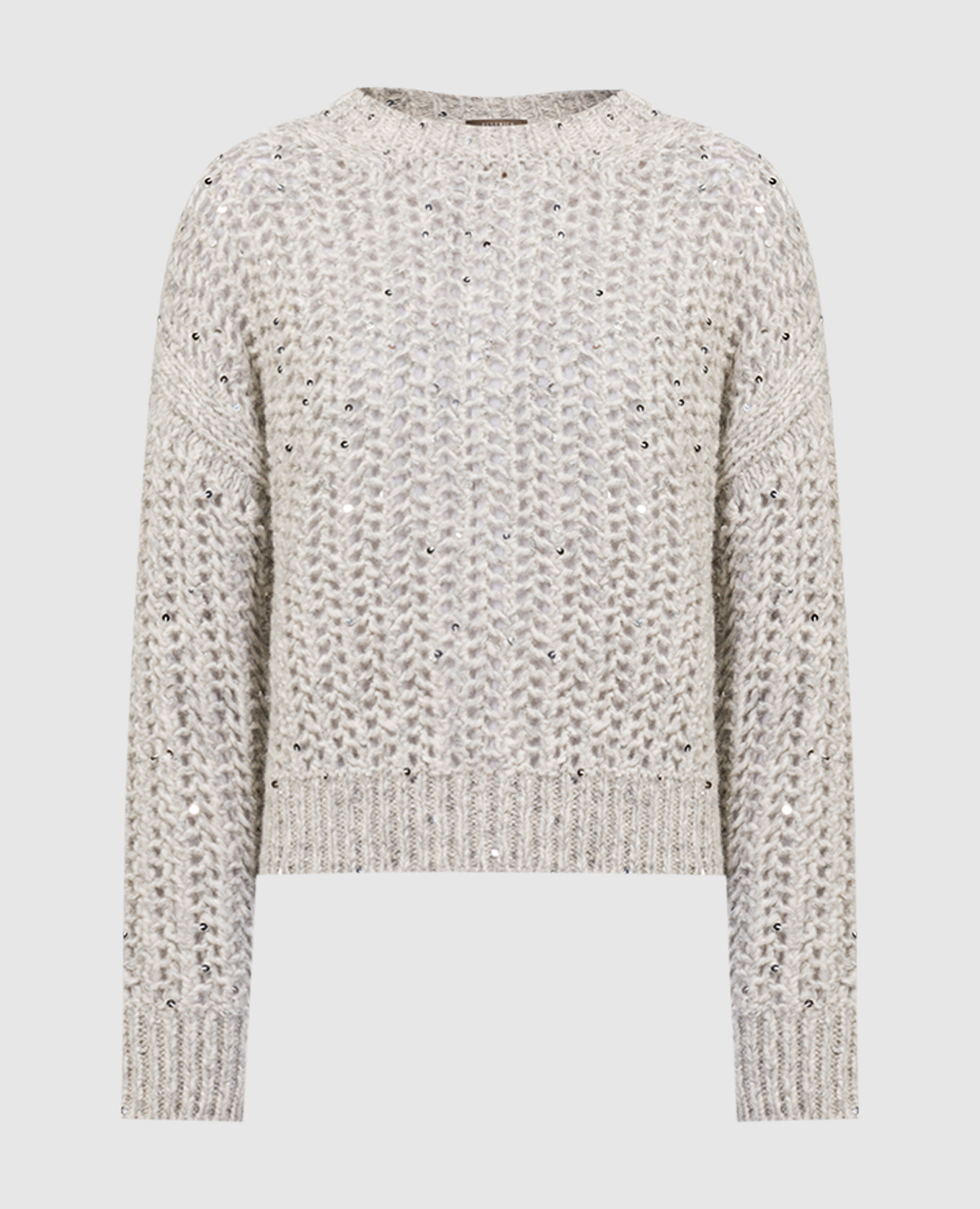 Gray openwork sweater with sequins peserico