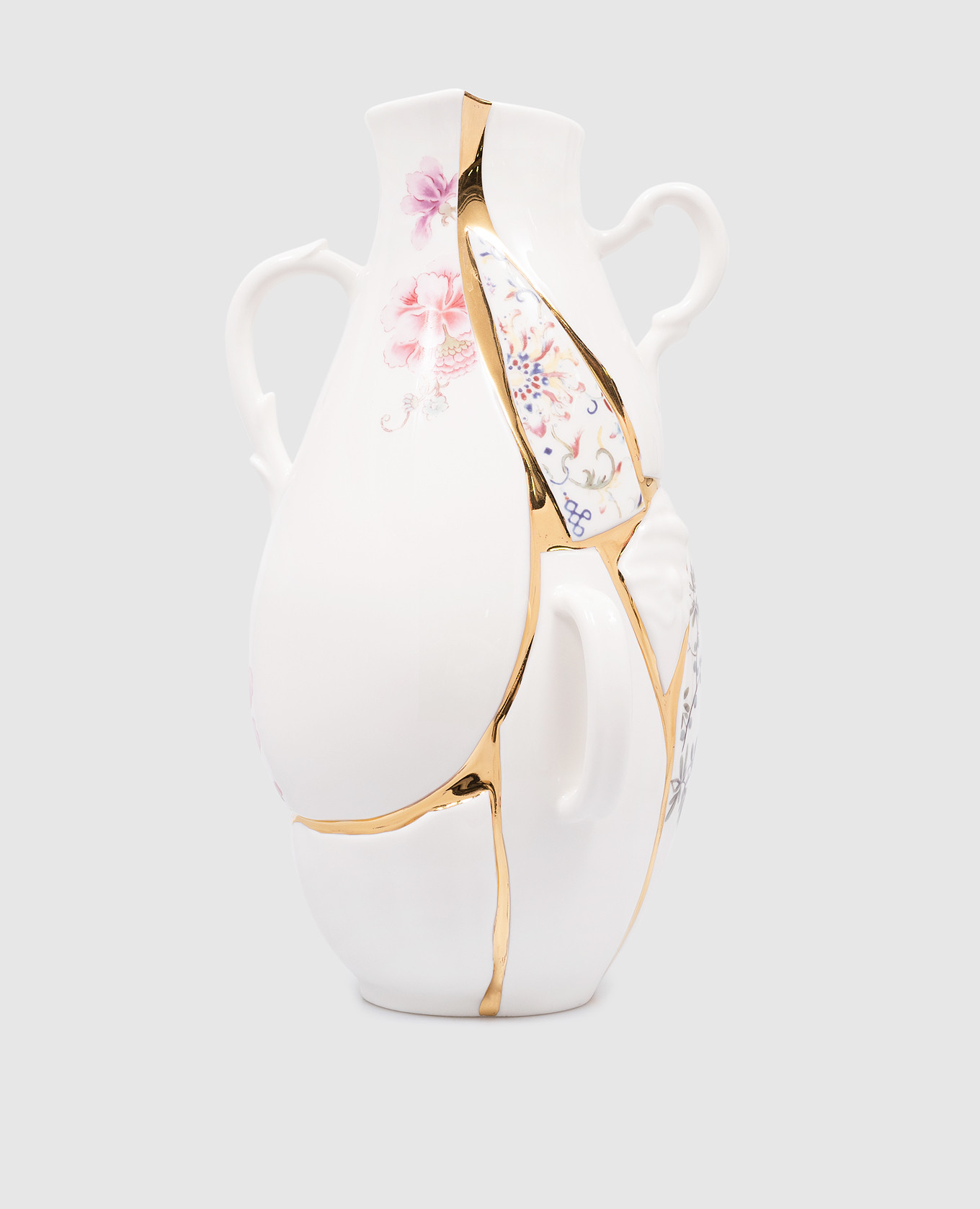 

Kintsugi white porcelain vase with gold trim SELETTI