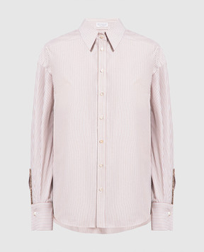 Brunello Cucinelli Brown striped shirt with monil chain MP766ML226