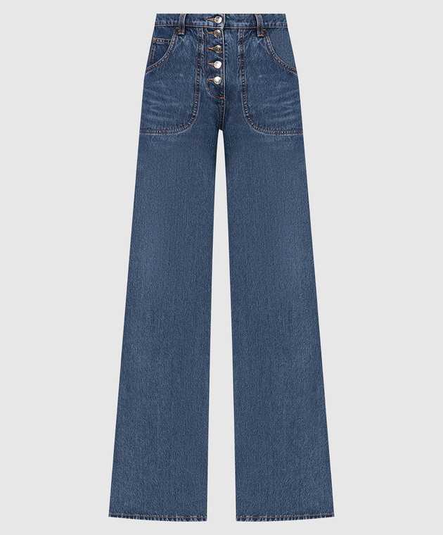 Etro - Blue high-waisted flared jeans with embroidery