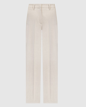 Brunello Cucinelli Beige linen pants with monil chain MH579P8548