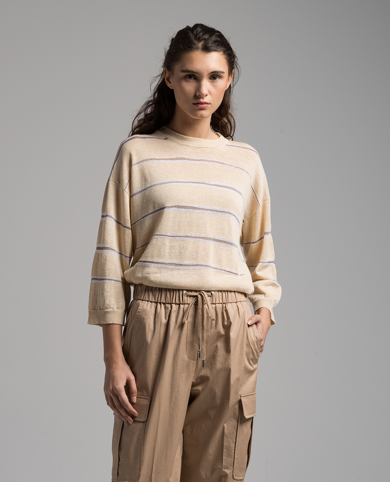

Beige striped jumper with lurex Peserico