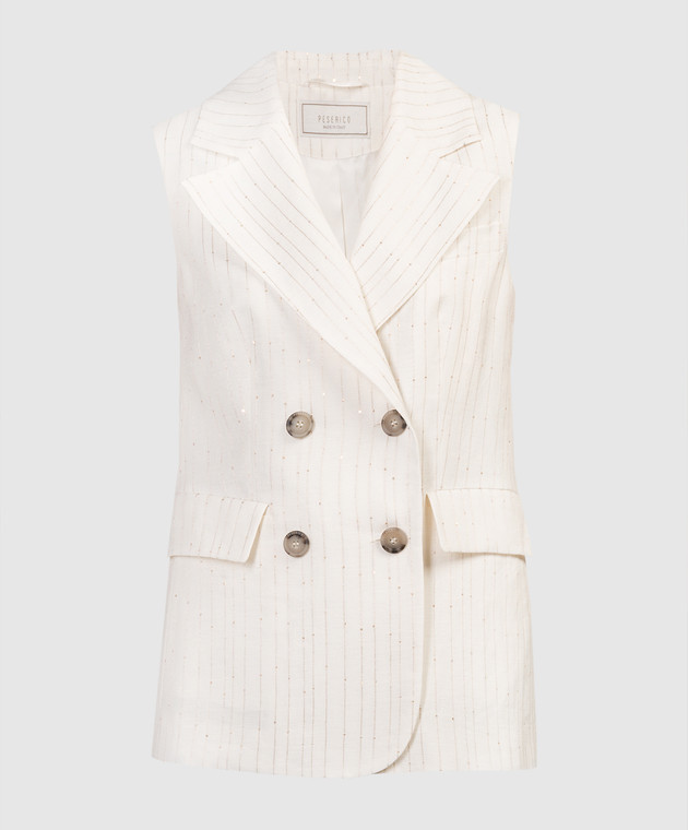 トップス SACRA LI/CO HIGH COUNT POPLIN GILET Structured large silhouette padded shoulder vest – Polyphonie