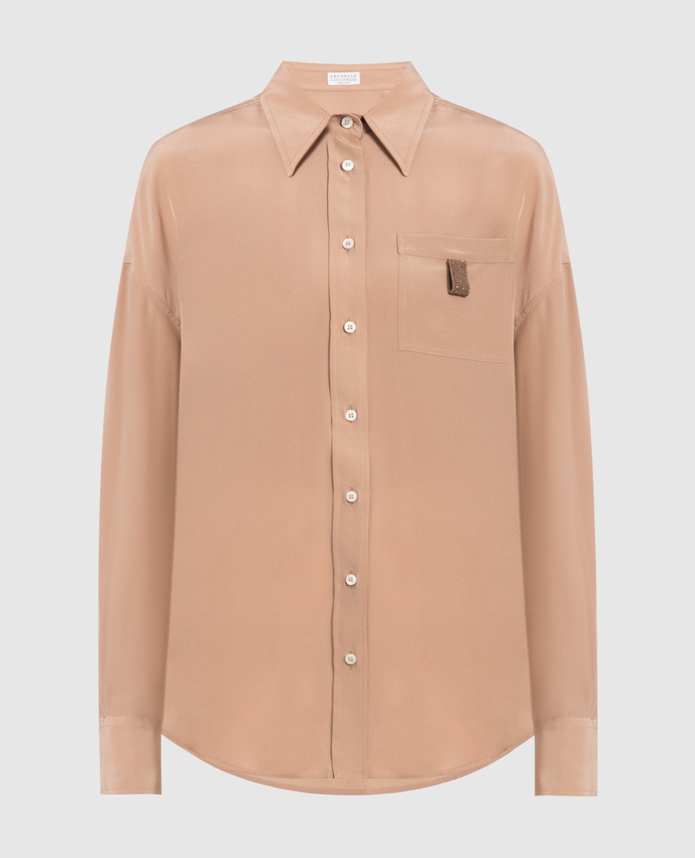 Beige silk shirt with eco-brass brunello cucinelli