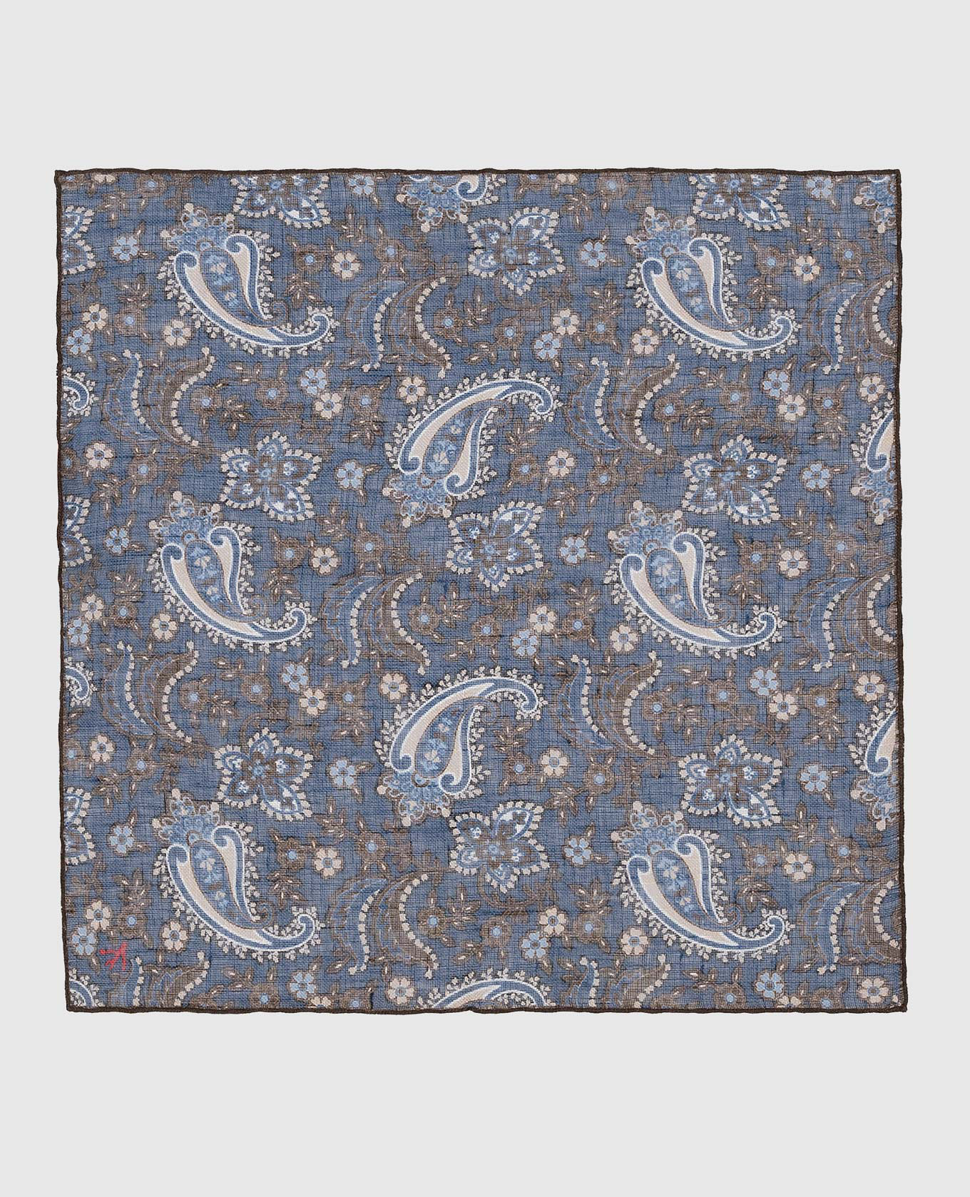 

Blue Pasha linen scarf with a paisley print ISAIA