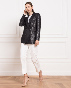 Peserico Black double-breasted jacket with sequins E0149305006