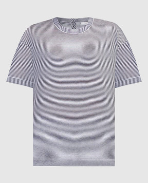 Peserico Blue striped t-shirt with monil chain S06167J0