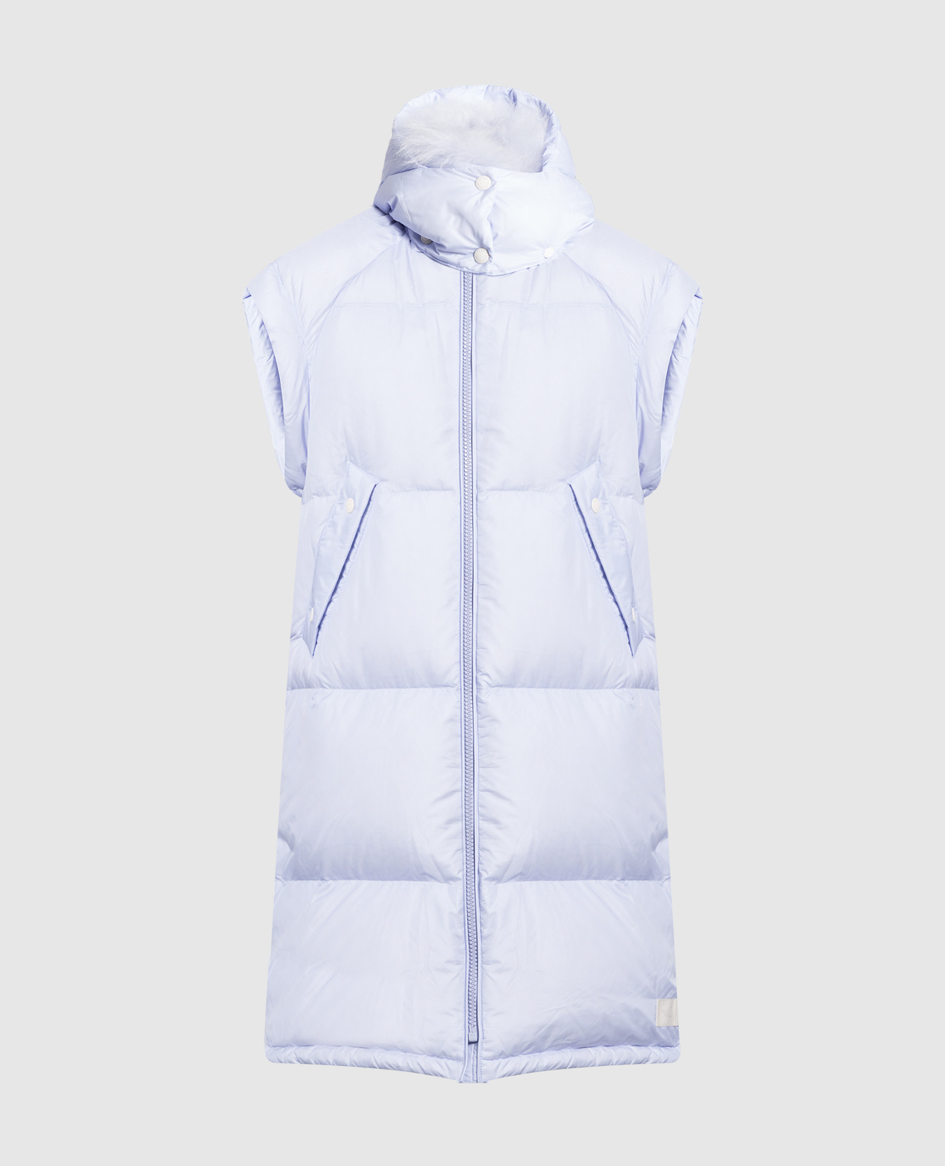 

Down blue waistcoat with horizontal stripes quilting Yves Salomon Army, Light blue