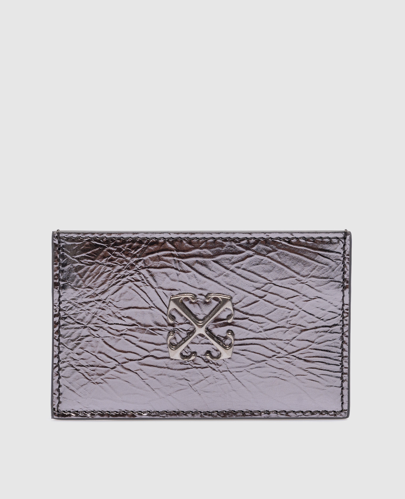 

Silver leather cardholder with logo Off-White