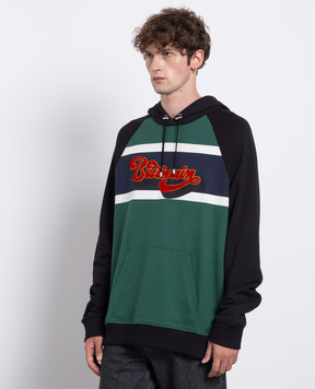 Balmain Green hoodie with textured logo BH1JT180MD08