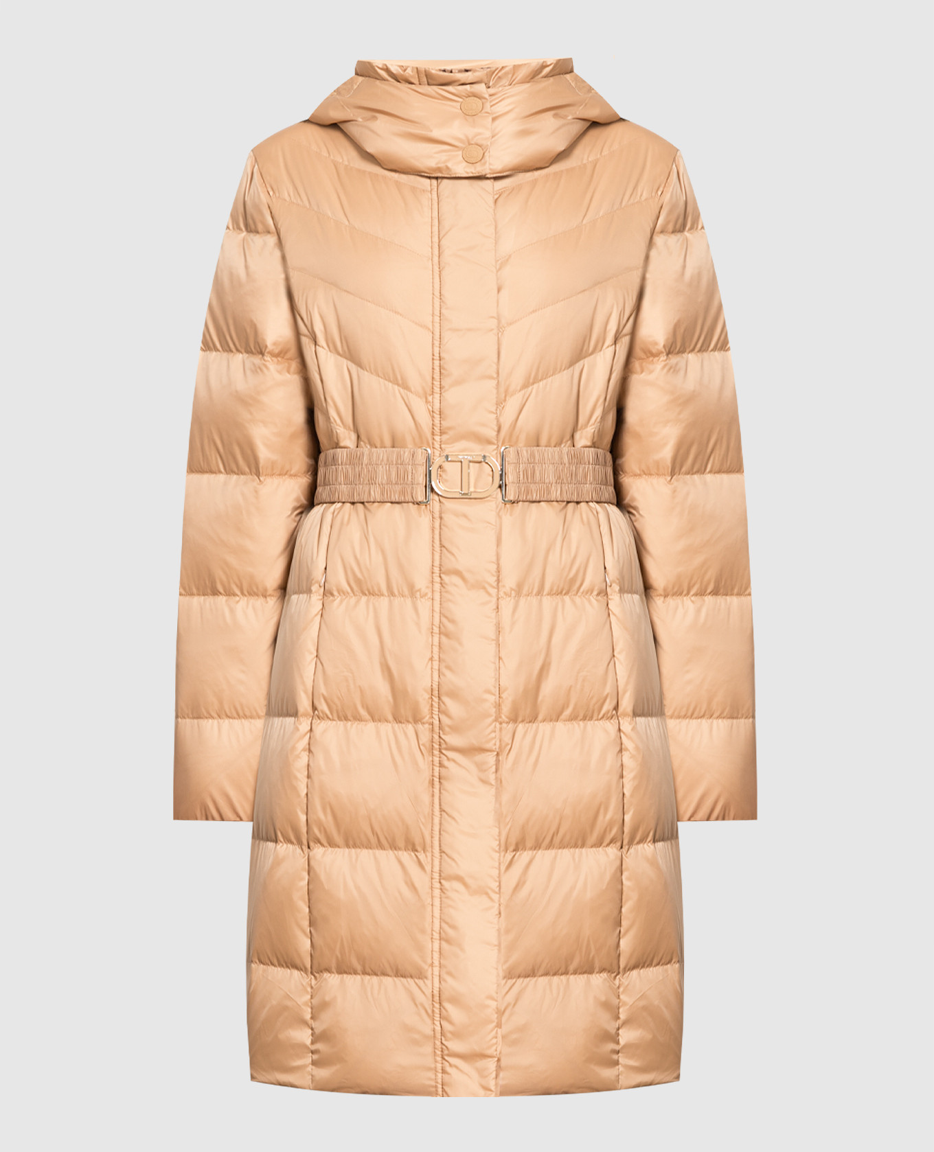 

Brown quilted down jacket Twinset, Коричневый