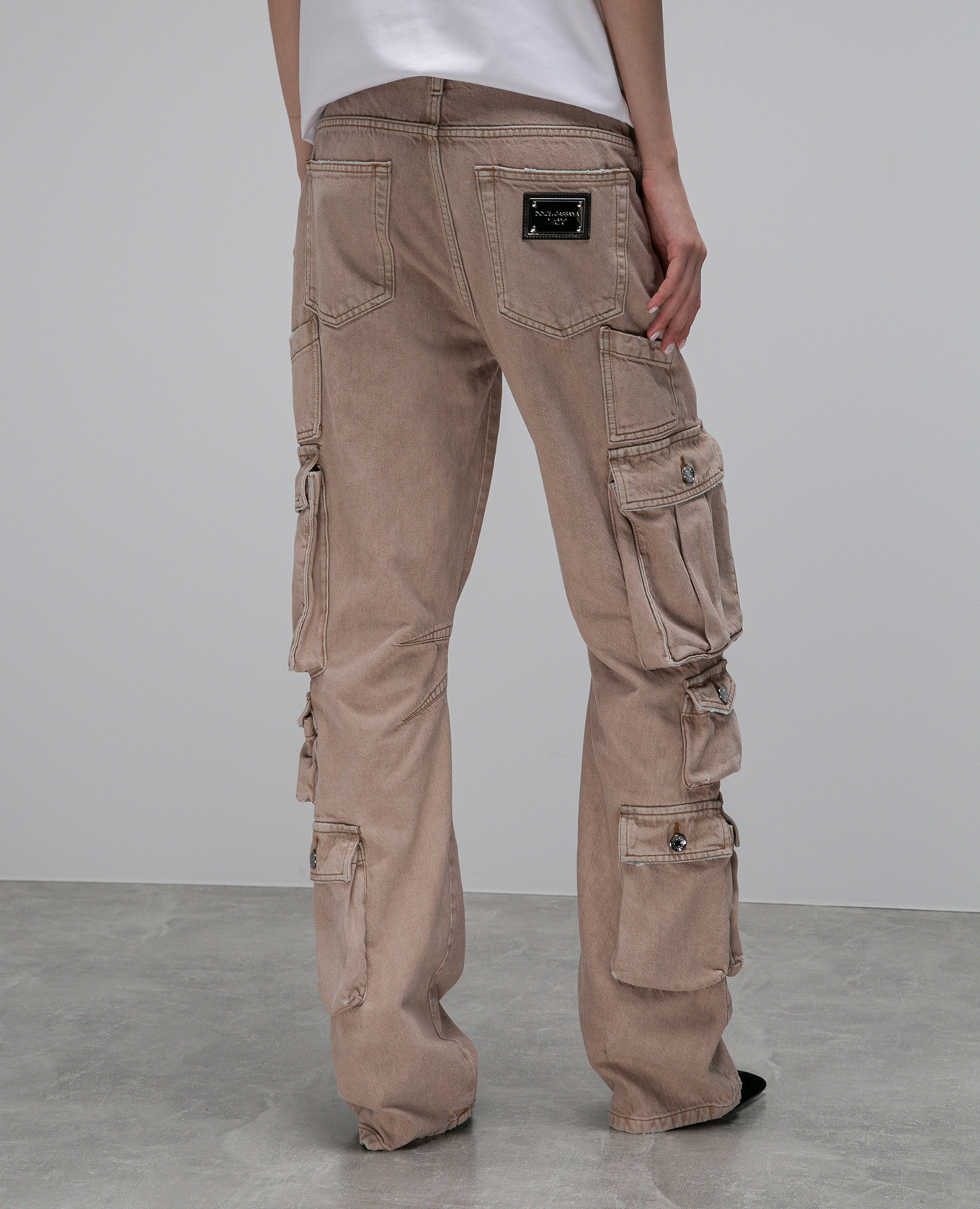 

Beige cargo jeans with metallic logo Dolce&Gabbana, Black