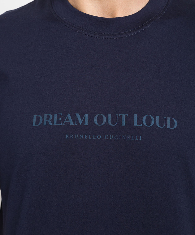 Brunello Cucinelli - Blue t-shirt with Dream out loud print