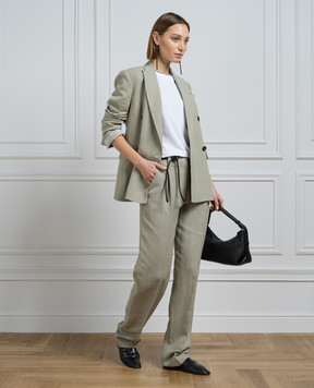 Brunello Cucinelli Gray double breasted linen jacket with monil chain MH1262215