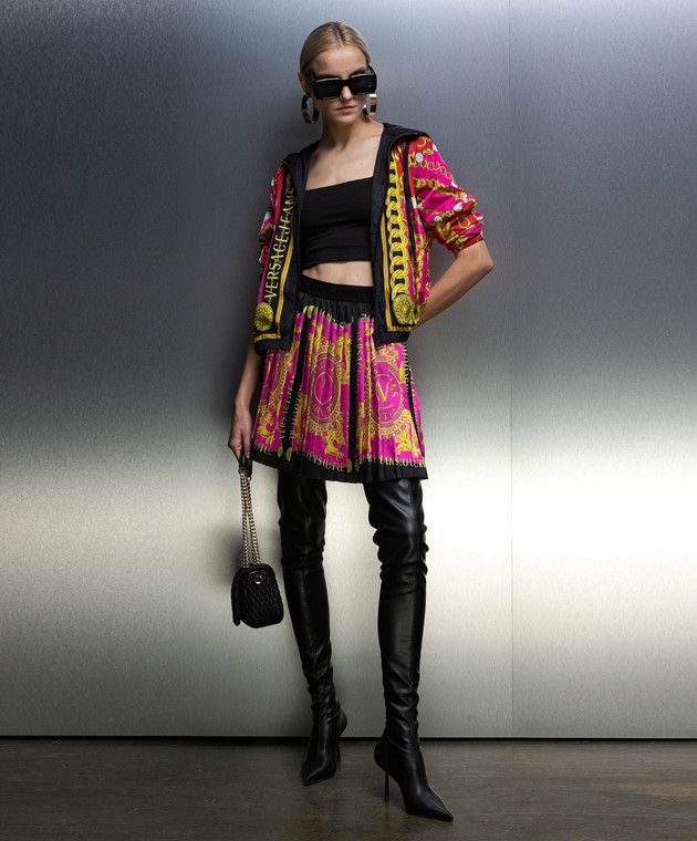 Versace Jeans Couture - Pink Pleated Mini Skirt in V-Emblem
