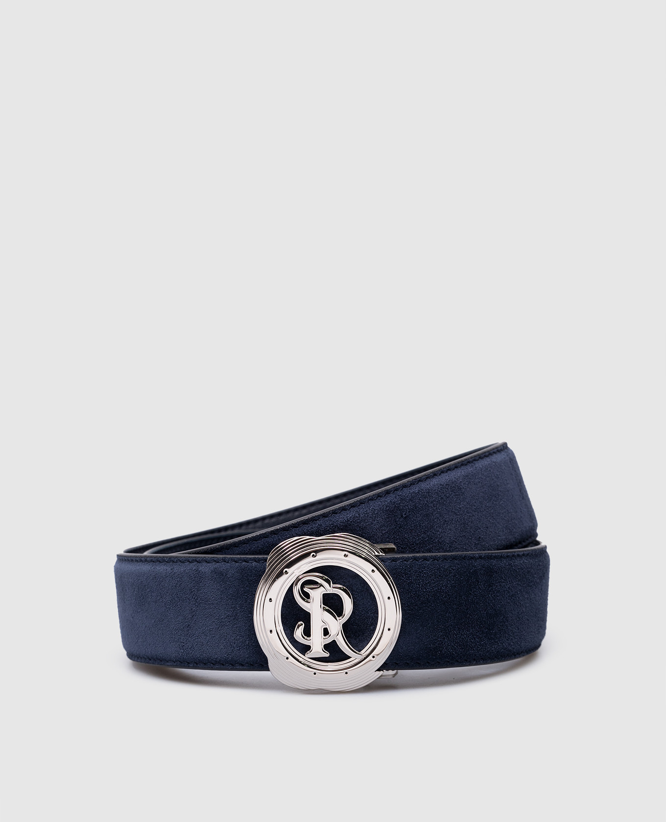 

Blue suede belt with metal monogram logo Stefano Ricci, Синий