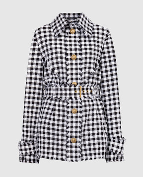 Balmain Checked tweed shirt with fringe CF1HU190CE70