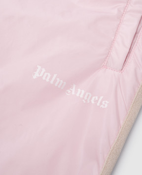 Palm Angels Children's pink insulated joggers with stripes and logo PGKF001F23FAB001