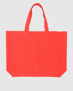 Vilebrequin Babel Orange Linen Beach Bag With Logo Print BBLU3104w