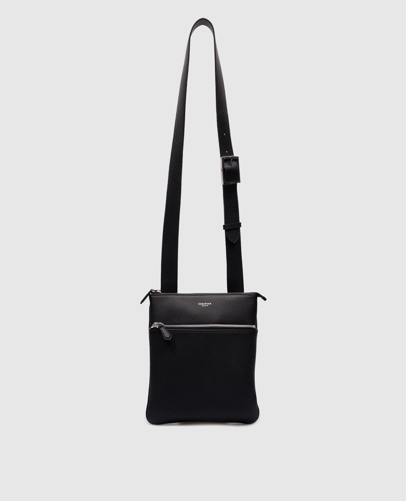 

Black leather bag with logo Serapian