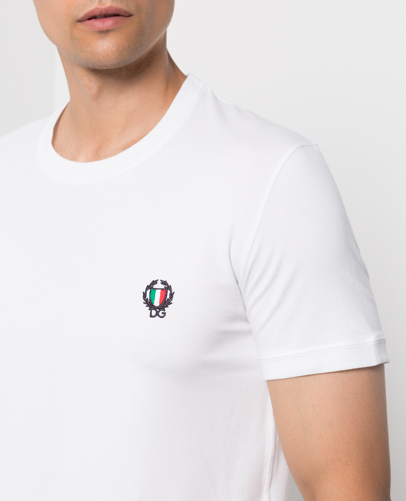

White T-shirt with logo embroidery Dolce&Gabbana