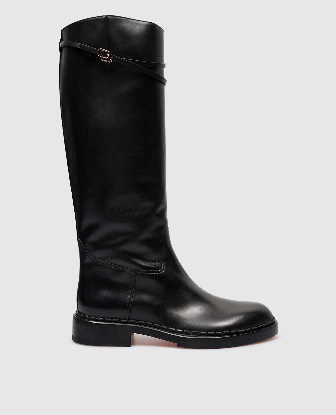 

Black leather boots with straps Santoni