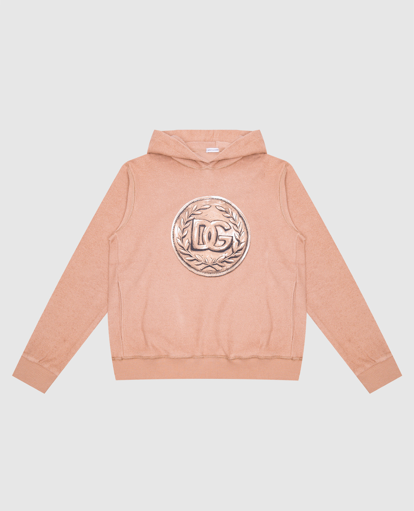 Beige coin print hoodie dolce&gabbana