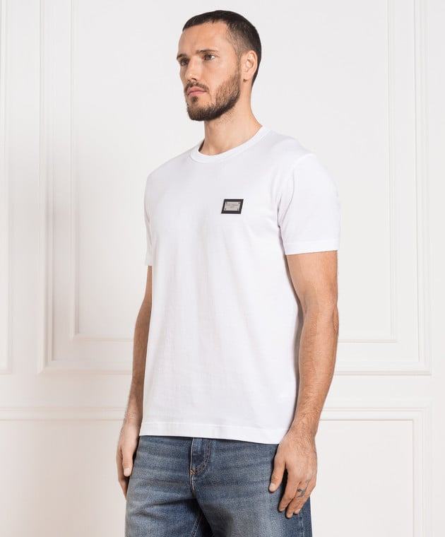 Tシャツ・カットソー DOLCE  GABBANA Men T Shirts G8PT1TG7F2I W0800 WHITE Cotton T-shirt with branded tag in White for Men