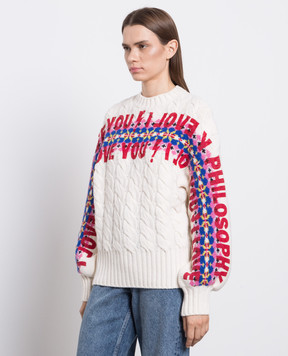 Philosophy di Lorenzo Serafini I Love You white wool sweater A09385701