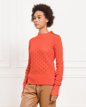 Max Mara Sportmax Theodor orange jumper in wool and cashmere with openwork knit THEODOR