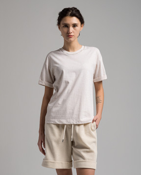 Peserico Beige t-shirt with monil chain S06167J0